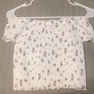 White floral off the shoulder top